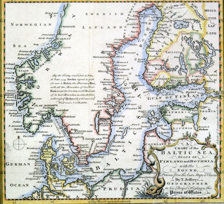 Thomas Jeffreysin kartta 1751, kuva: vanhakartta.fi